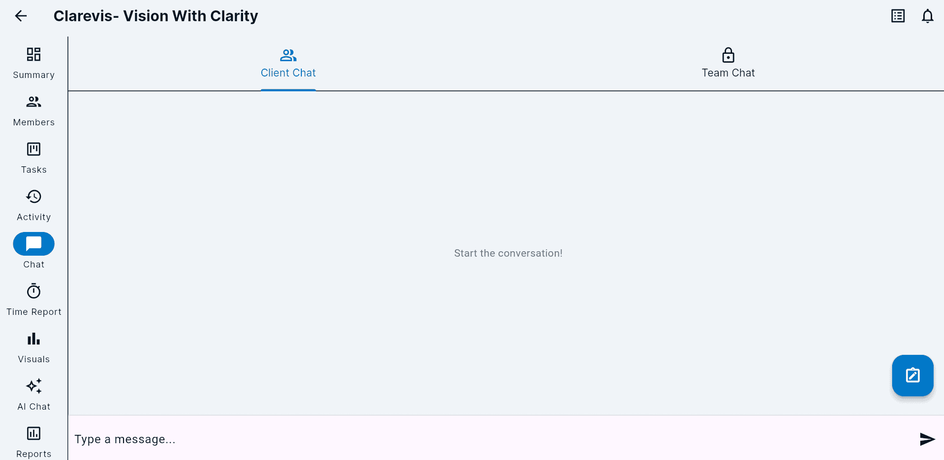 Screenshot of the Clarevis dual chat interface