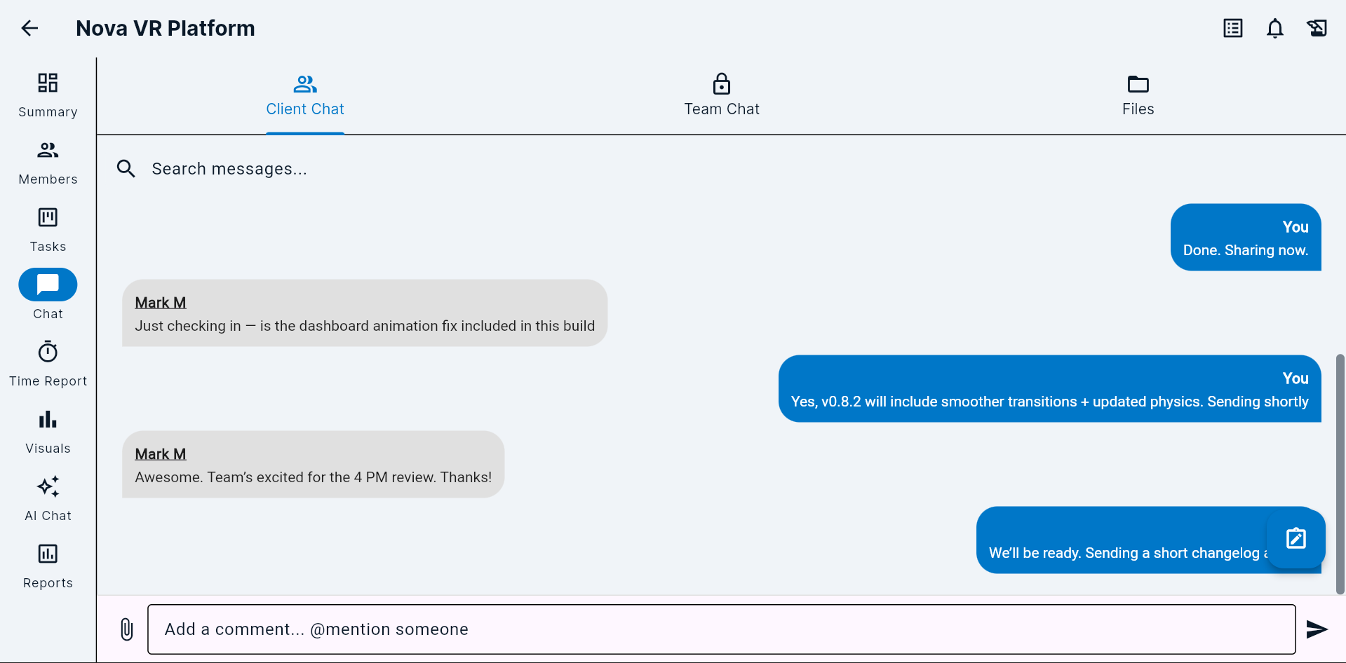 Clarevis dashboard on laptop and mobile — secure briefing rooms, tasks and client chat